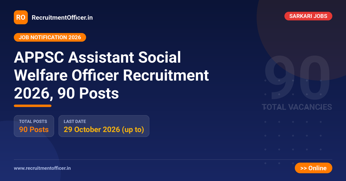 APPSC Assistant Social Welfare Officer Recruitment 2026, 90 Posts - RecruitmentOfficer.in