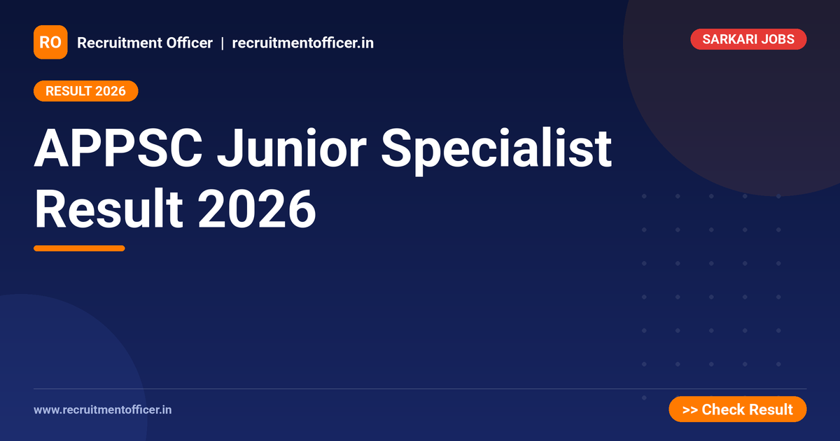 APPSC Junior Specialist Result 2026 - NRAI nrai.in