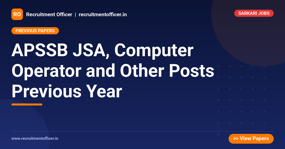 APSSB JSA, Computer Operator and Other Posts Previous Year 1 APSSB JSA, Computer Operator and Other Posts Previous Year - NRAI nrai.in