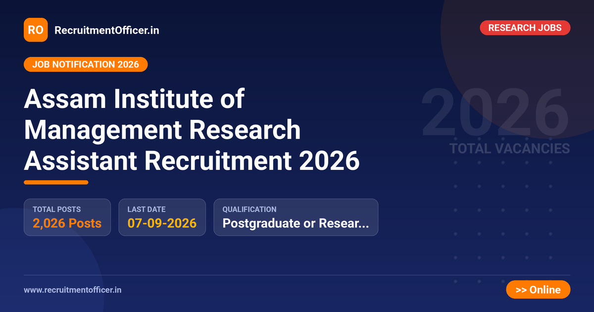 Assam Institute of Management Research Assistant Recruitment 2026 - RecruitmentOfficer.in