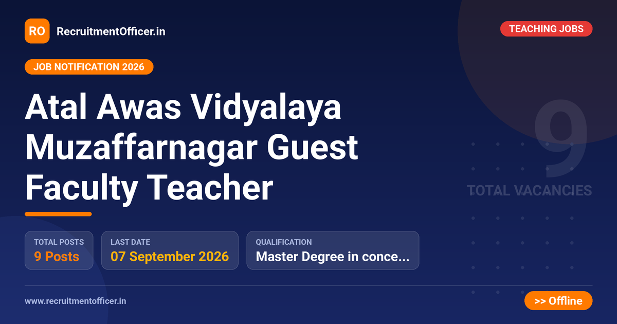 Atal Awas Vidyalaya Muzaffarnagar Guest Faculty Teacher 1 Atal Awas Vidyalaya Muzaffarnagar Guest Faculty Teacher - RecruitmentOfficer.in