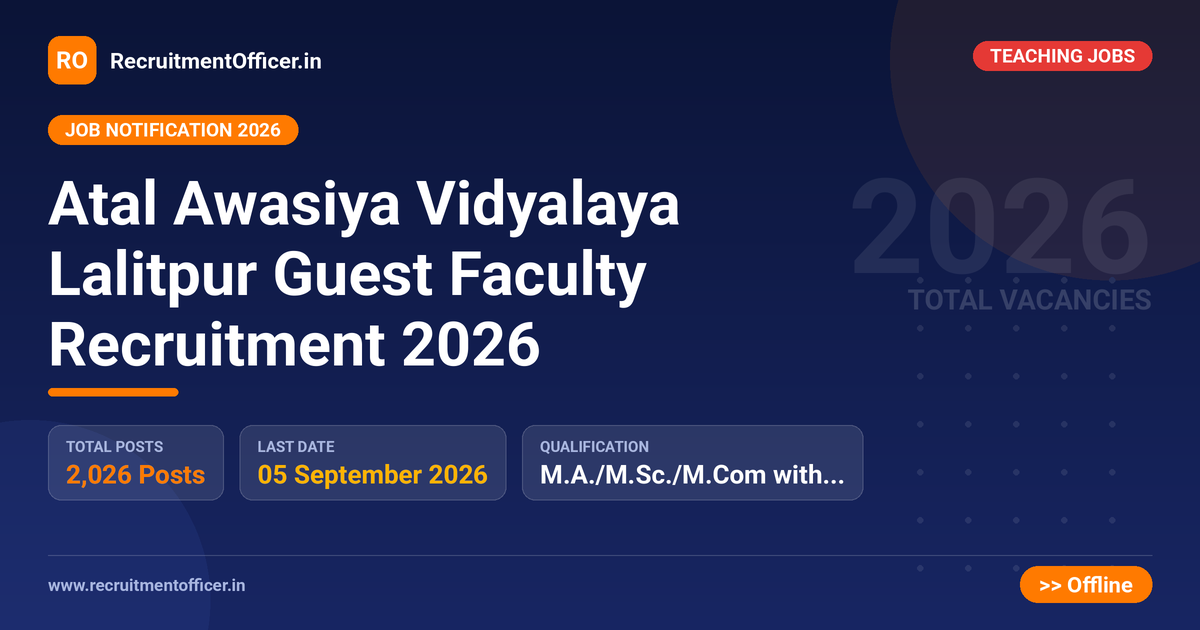 Atal Awasiya Vidyalaya Lalitpur Guest Faculty Recruitment 2026 - RecruitmentOfficer.in