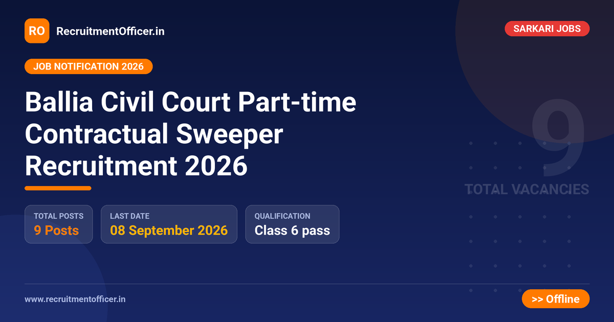 Ballia Civil Court Part-time Contractual Sweeper Recruitment 2026 - RecruitmentOfficer.in