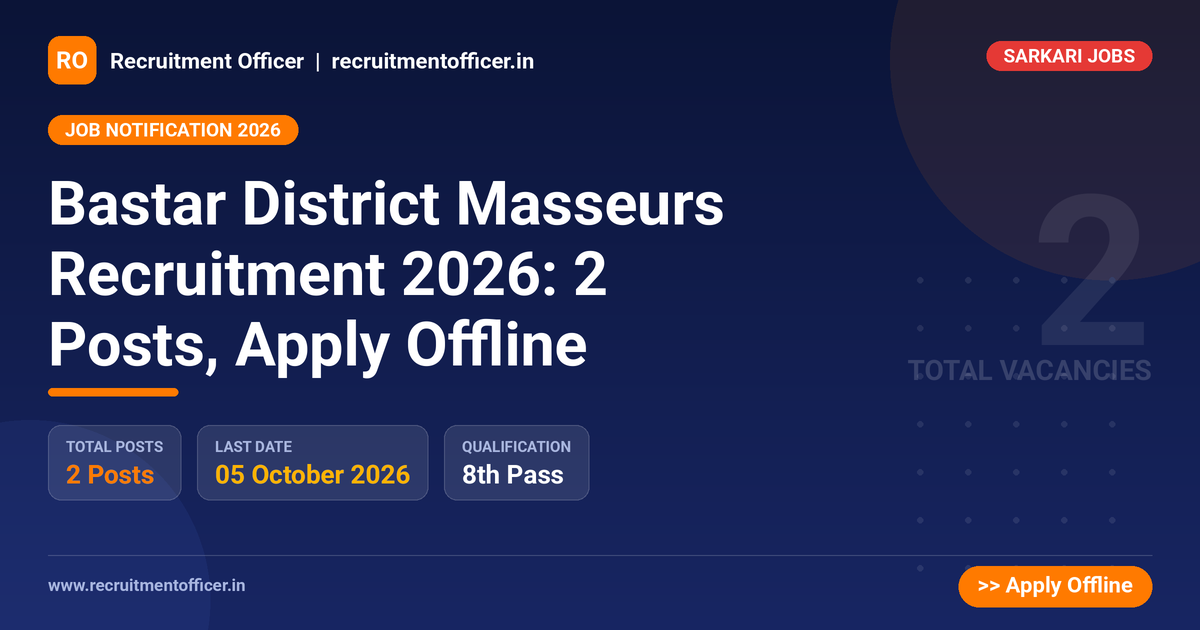Bastar District Masseurs Recruitment 2026: 2 Posts, Apply Offline 1 Bastar District Masseurs Recruitment 2026: 2 Posts, Apply Offline - NRAI nrai.in