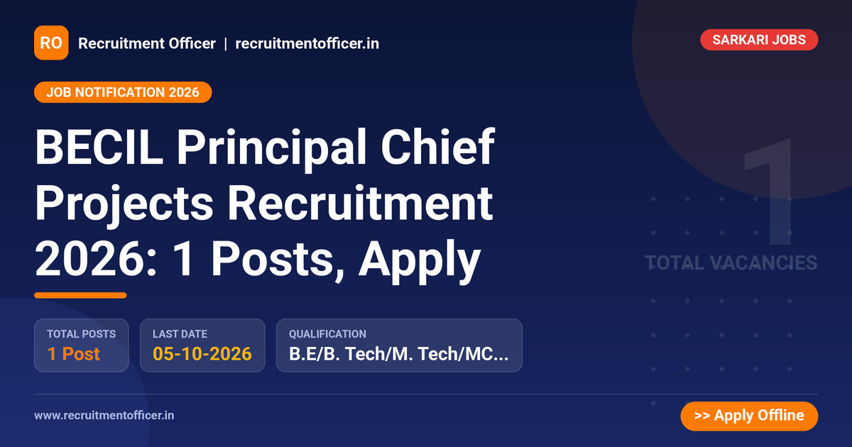 BECIL Principal Chief Projects Recruitment 2026: 1 Posts, Apply 1 BECIL Principal Chief Projects Recruitment 2026: 1 Posts, Apply - NRAI nrai.in