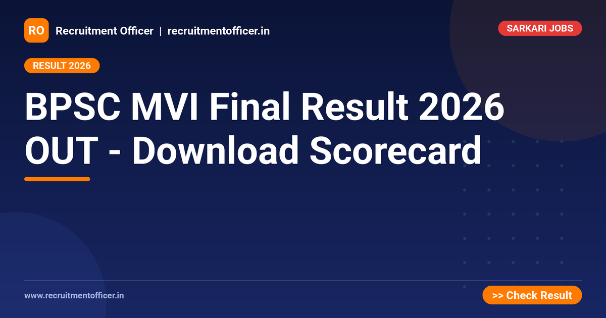 BPSC MVI Final Result 2026 OUT - Download Scorecard - NRAI nrai.in