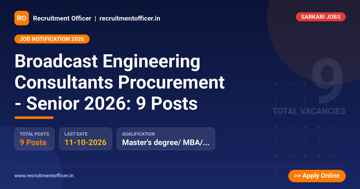 Broadcast Engineering Consultants Procurement - Senior 2026: 9 Posts 1 Broadcast Engineering Consultants Procurement - Senior 2026: 9 Posts - NRAI nrai.in