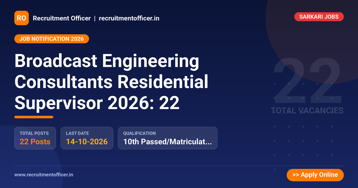 Broadcast Engineering Consultants Residential Supervisor 2026: 22 1 Broadcast Engineering Consultants Residential Supervisor 2026: 22 - NRAI nrai.in