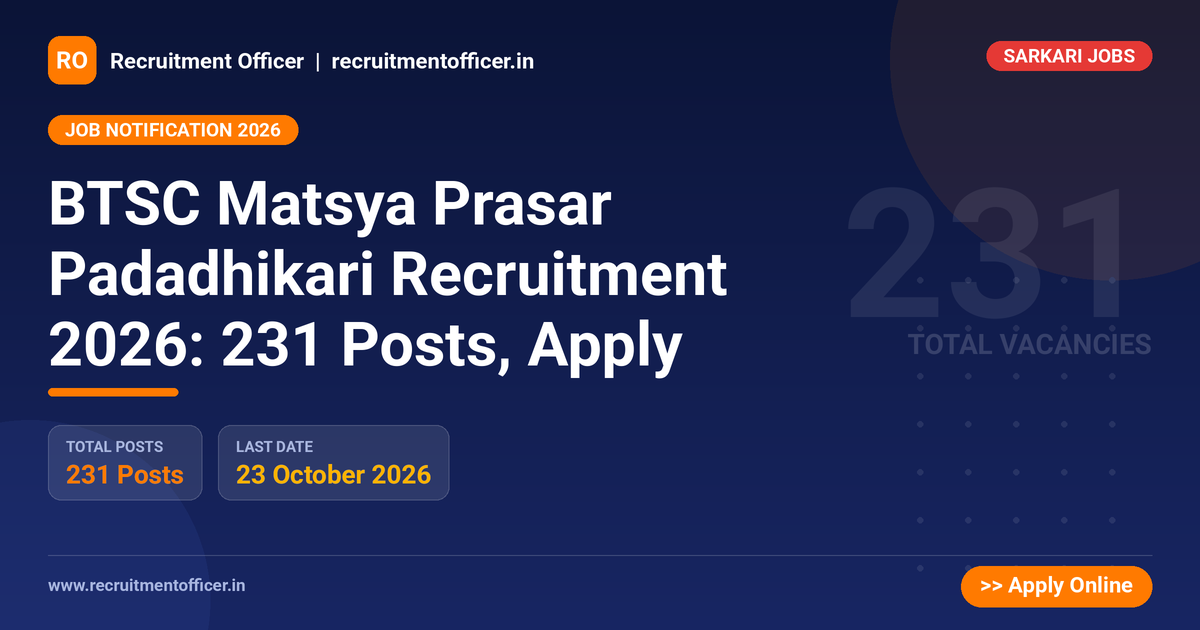 BTSC Matsya Prasar Padadhikari Recruitment 2026: 231 Posts, Apply 1 BTSC Matsya Prasar Padadhikari Recruitment 2026: 231 Posts, Apply - NRAI nrai.in