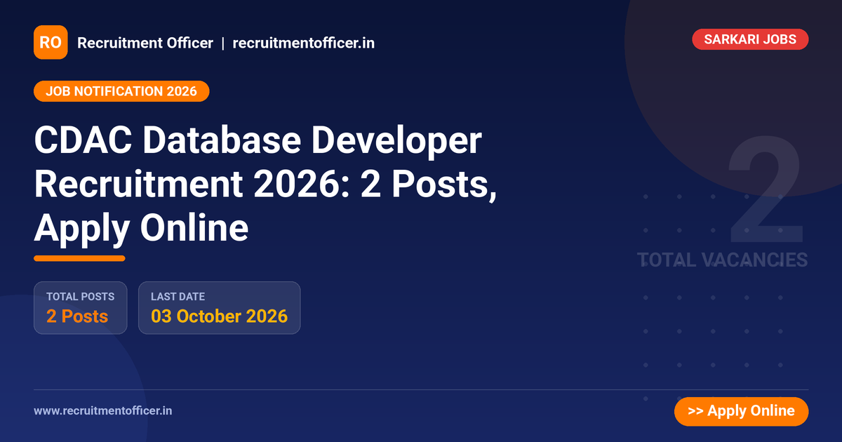 CDAC Database Developer Recruitment 2026: 2 Posts, Apply Online - NRAI nrai.in