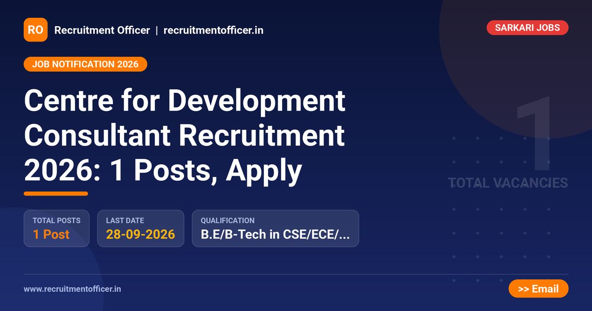 Centre for Development Consultant Recruitment 2026: 1 Posts, Apply 1 Centre for Development Consultant Recruitment 2026: 1 Posts, Apply - NRAI nrai.in