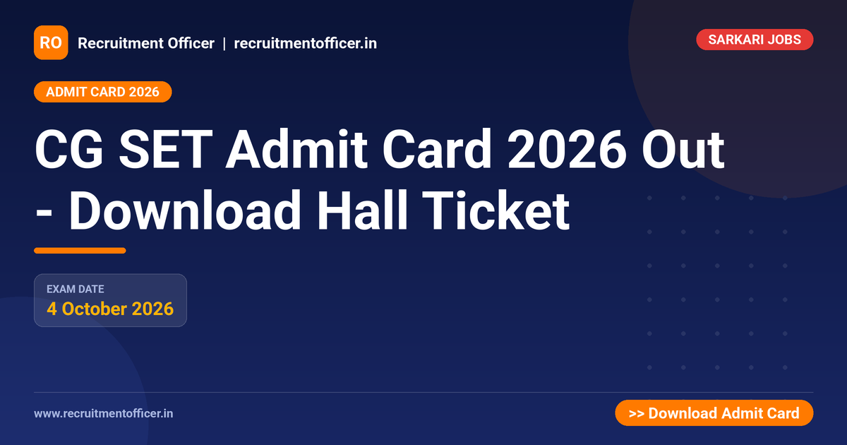 CG SET Admit Card 2026 Out - Download Hall Ticket - NRAI nrai.in