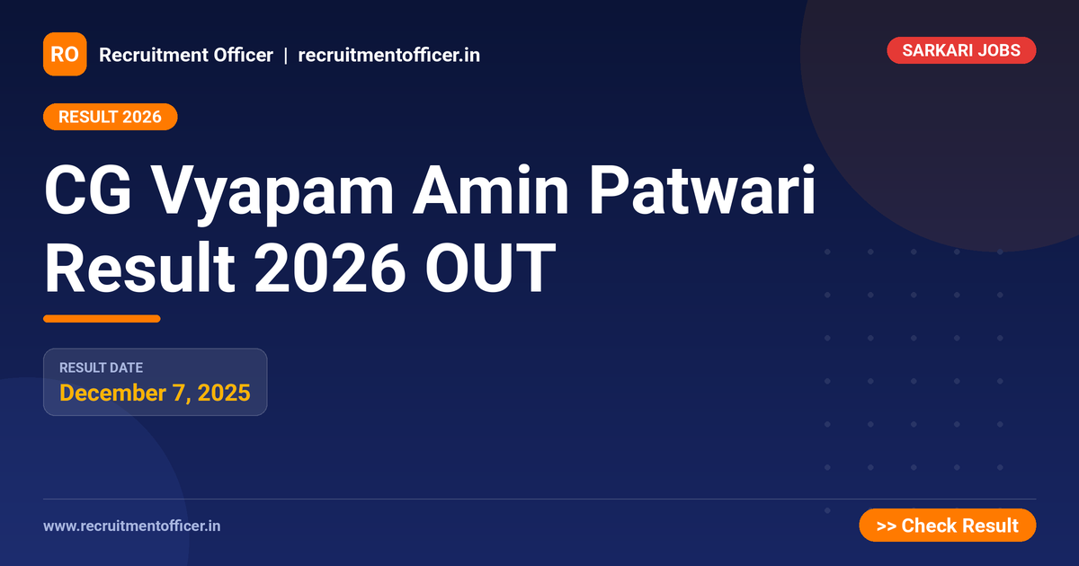 CG Vyapam Amin Patwari Result 2026 OUT - NRAI nrai.in