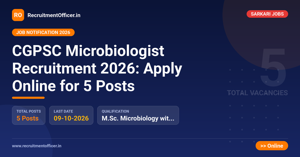 CGPSC Microbiologist Recruitment 2026: Apply Online for 5 Posts - RecruitmentOfficer.in