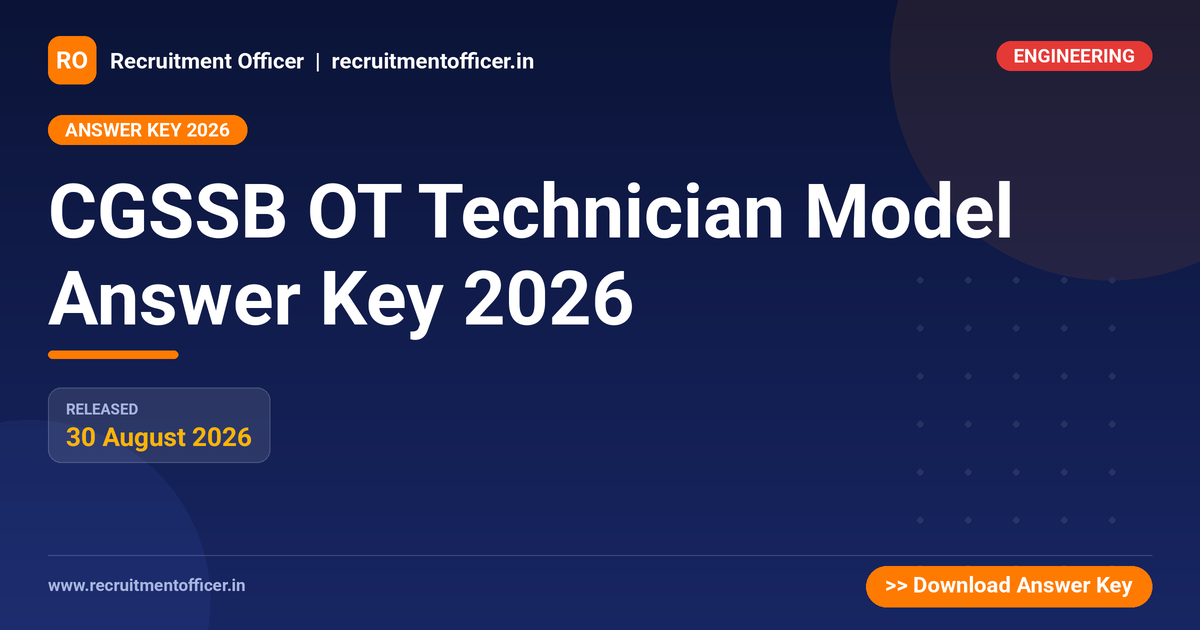CGSSB OT Technician Model Answer Key 2026 - NRAI nrai.in