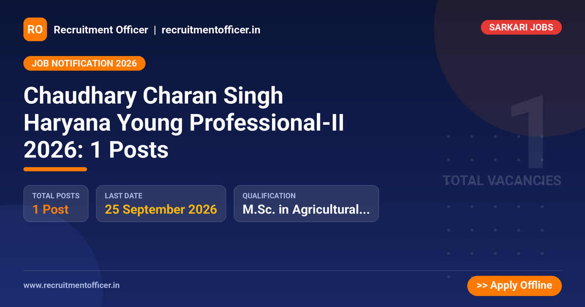 Chaudhary Charan Singh Haryana Young Professional-II 2026: 1 Posts - NRAI nrai.in