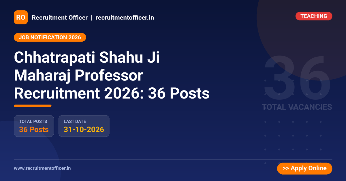 Chhatrapati Shahu Ji Maharaj Professor Recruitment 2026: 36 Posts 1 Chhatrapati Shahu Ji Maharaj Professor Recruitment 2026: 36 Posts - NRAI nrai.in