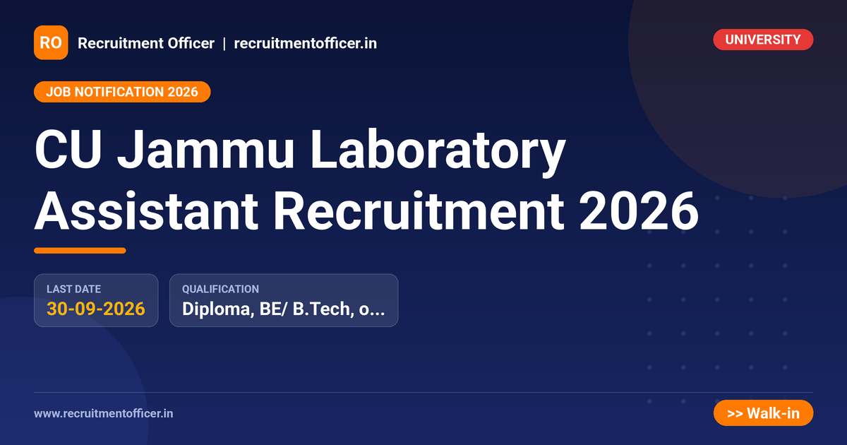 CU Jammu Laboratory Assistant Recruitment 2026 1 CU Jammu Laboratory Assistant Recruitment 2026 - NRAI nrai.in