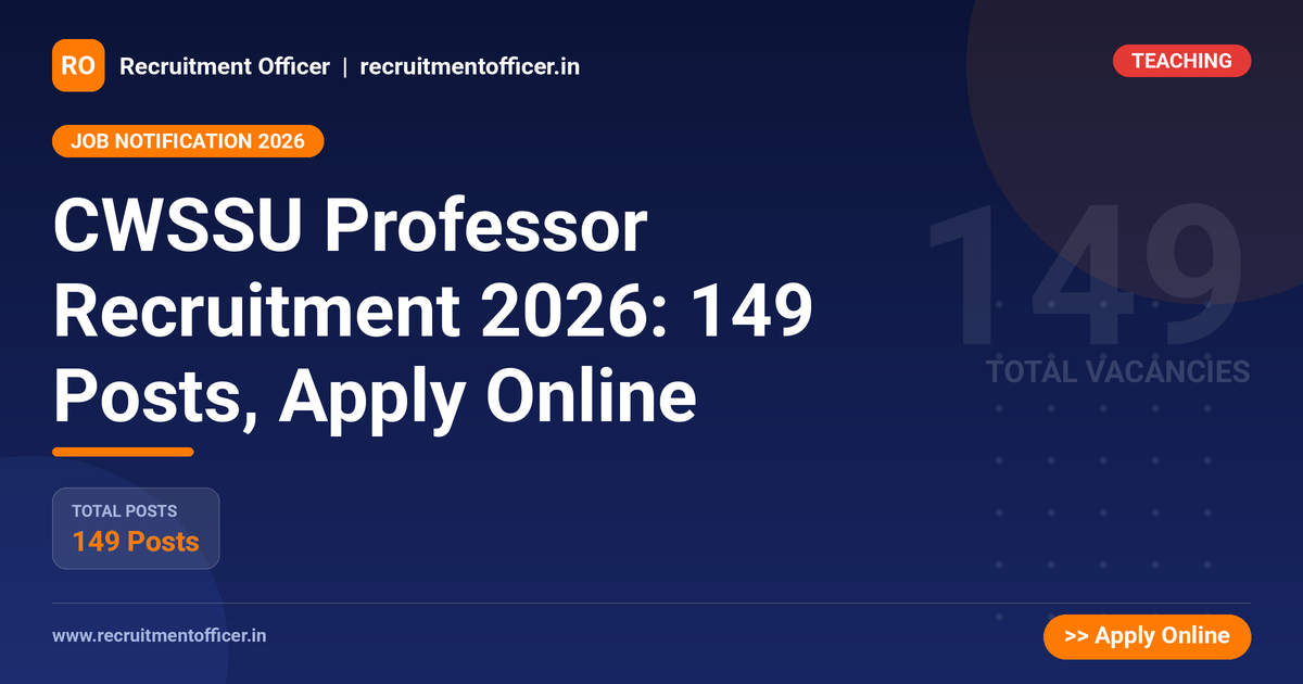 CWSSU Professor Recruitment 2026: 149 Posts, Apply Online - NRAI nrai.in