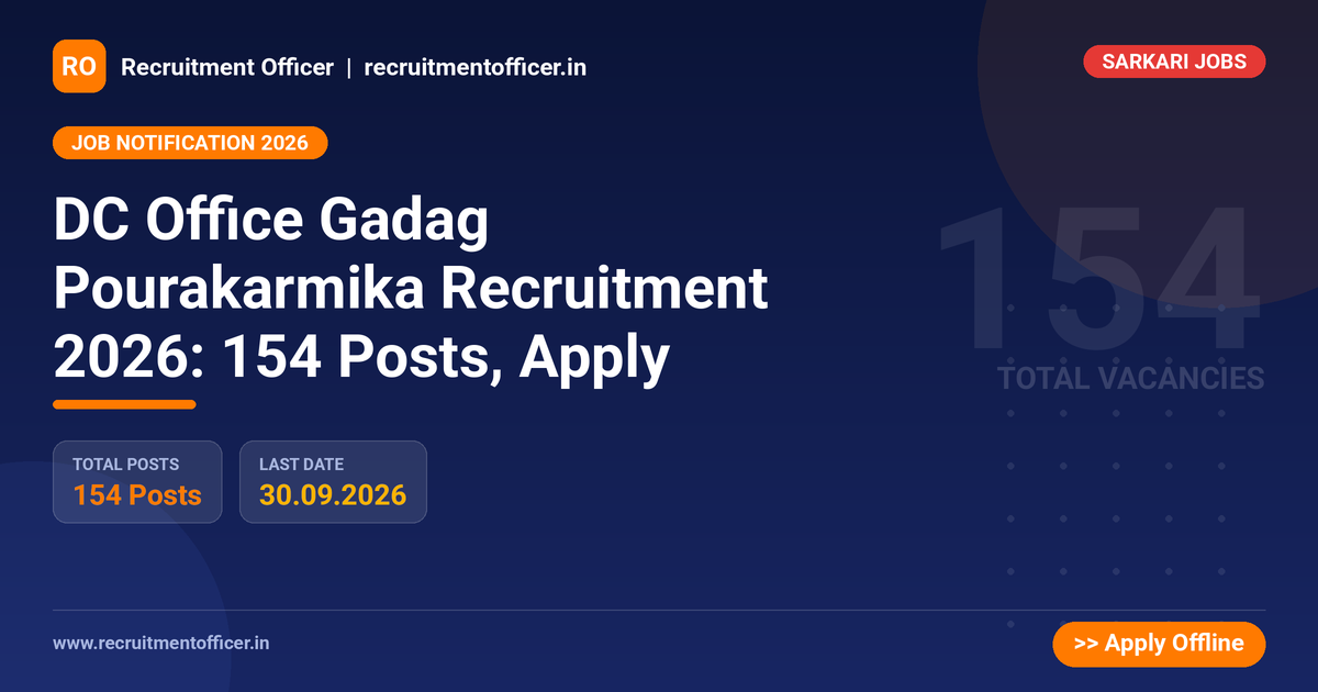 DC Office Gadag Pourakarmika Recruitment 2026: 154 Posts, Apply 1 DC Office Gadag Pourakarmika Recruitment 2026: 154 Posts, Apply - NRAI nrai.in