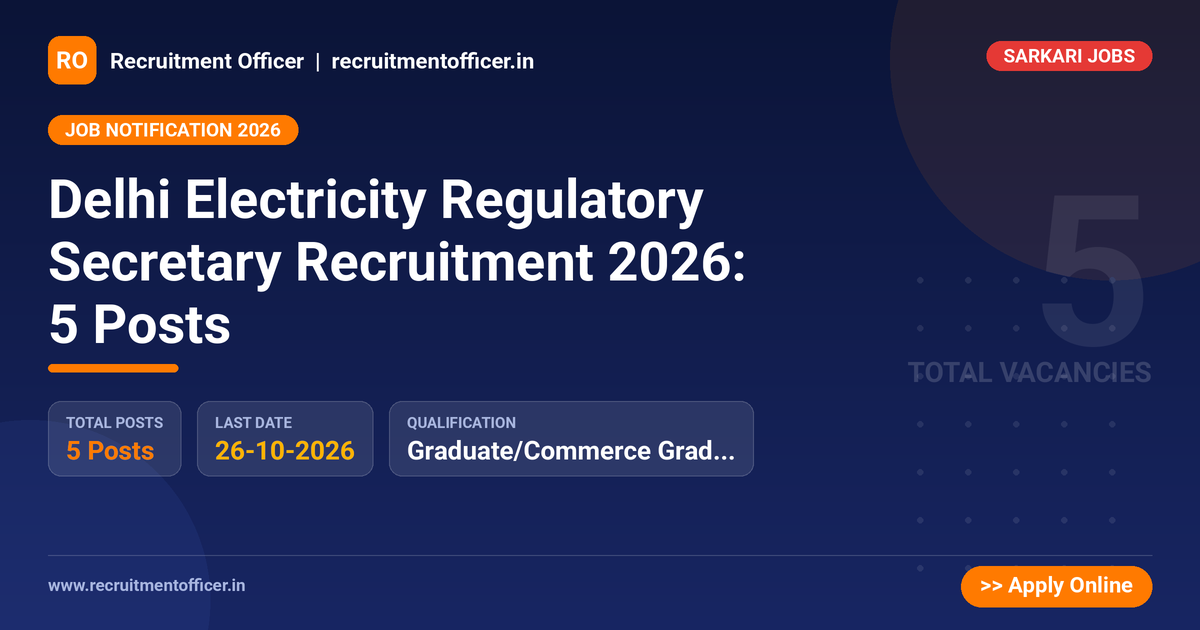 Delhi Electricity Regulatory Secretary Recruitment 2026: 5 Posts 1 Delhi Electricity Regulatory Secretary Recruitment 2026: 5 Posts - NRAI nrai.in