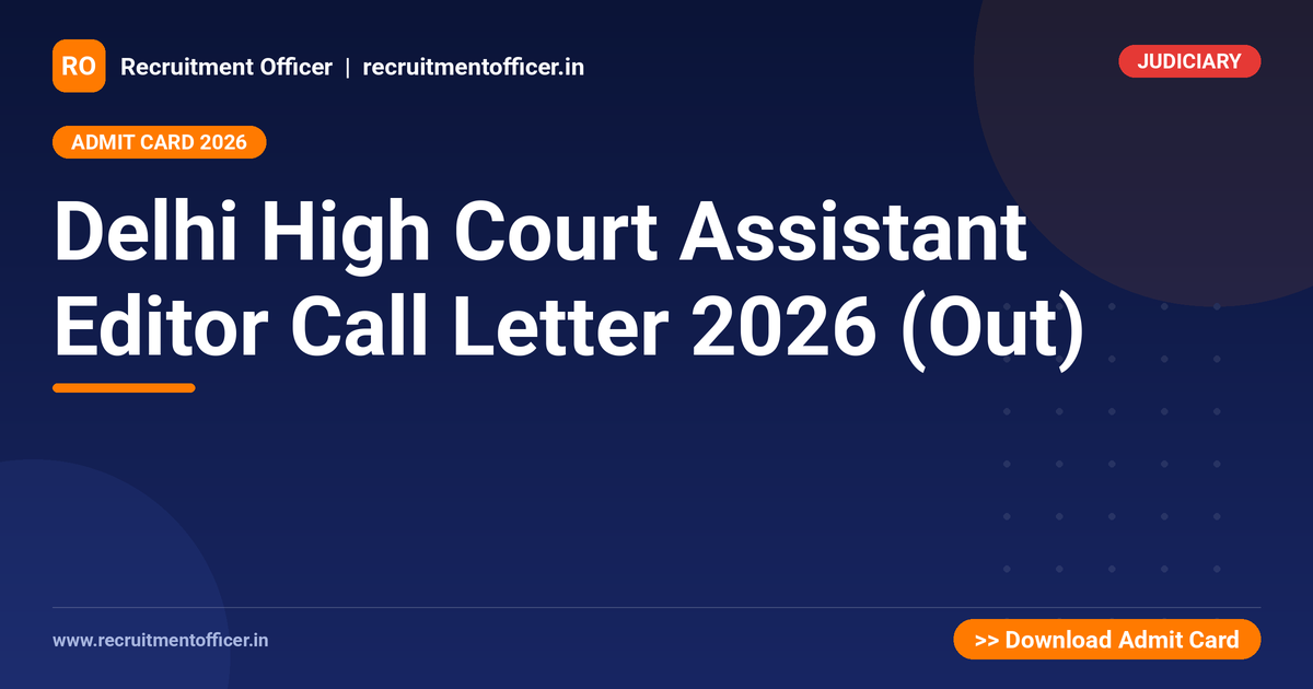 Delhi High Court Assistant Editor Call Letter 2026 (Out) - NRAI nrai.in