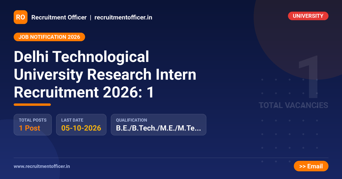 Delhi Technological University Research Intern Recruitment 2026: 1 1 Delhi Technological University Research Intern Recruitment 2026: 1 - NRAI nrai.in