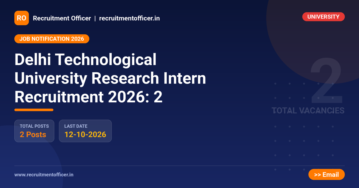 Delhi Technological University Research Intern Recruitment 2026: 2 - NRAI nrai.in