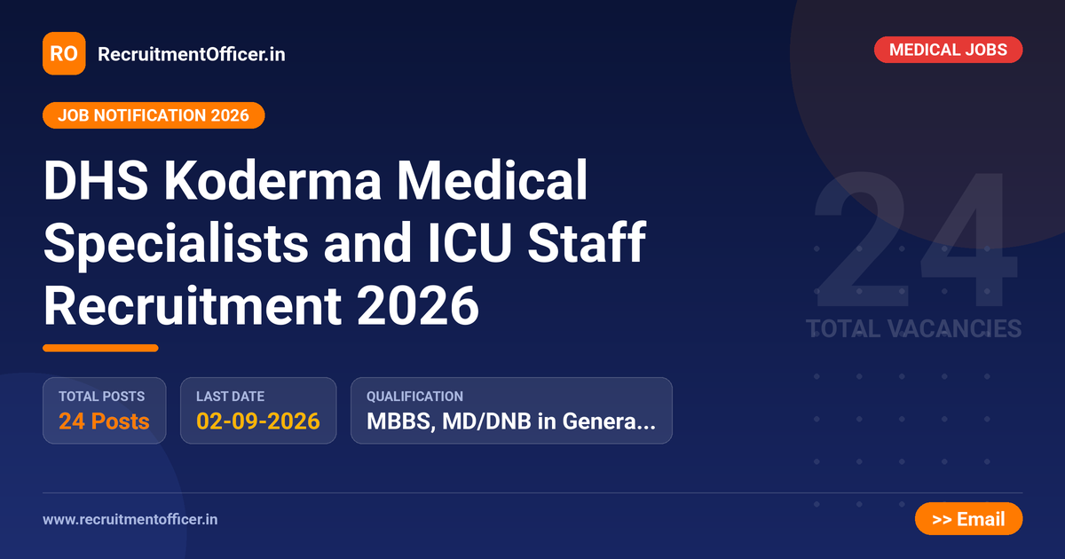 DHS Koderma Medical Specialists and ICU Staff Recruitment 2026 - RecruitmentOfficer.in