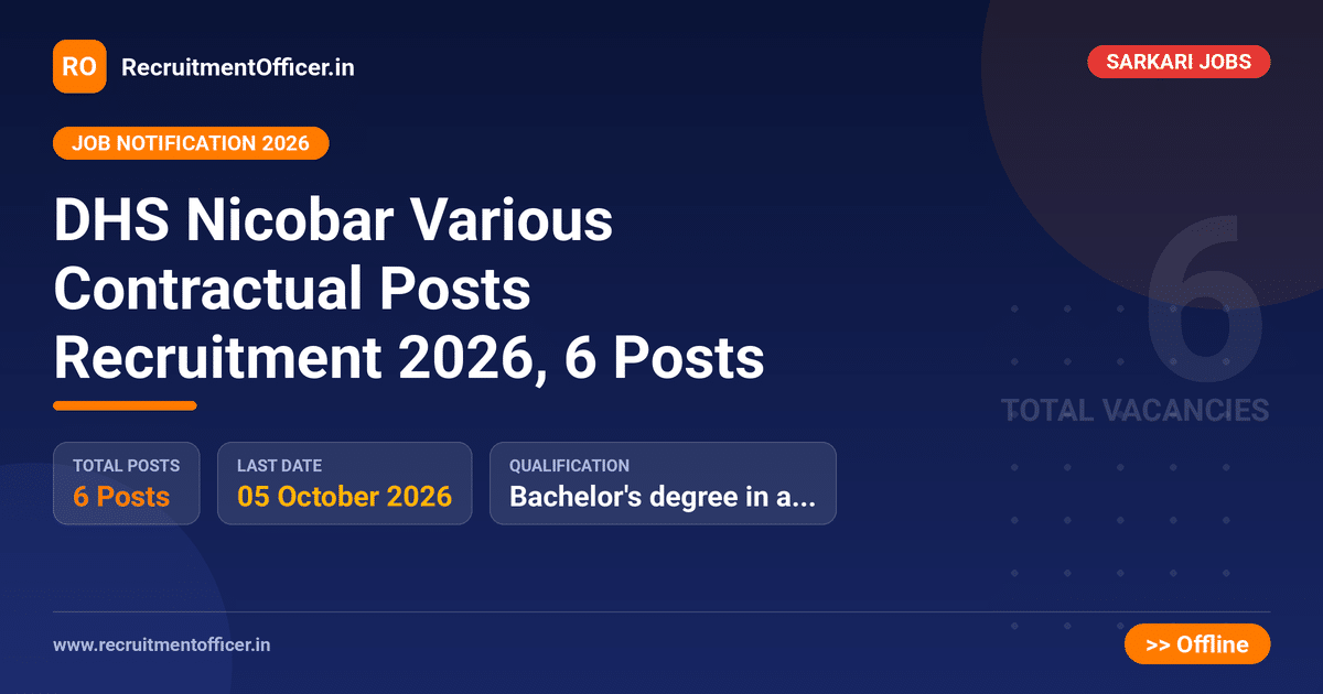 DHS Nicobar Various Contractual Posts Recruitment 2026, 6 Posts - RecruitmentOfficer.in