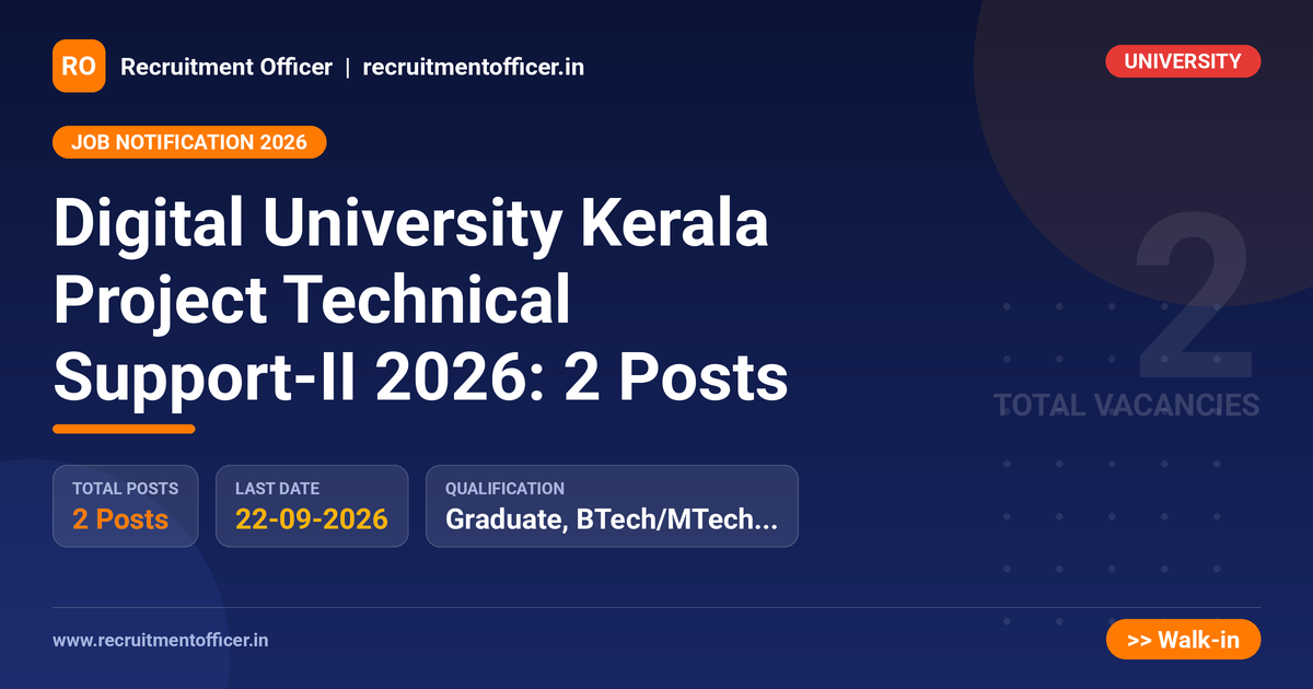 Digital University Kerala Project Technical Support-II 2026: 2 Posts - NRAI nrai.in