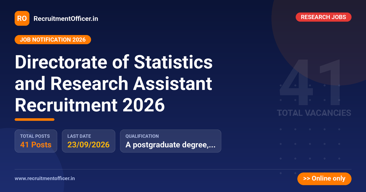 Directorate of Statistics and Research Assistant Recruitment 2026 - RecruitmentOfficer.in