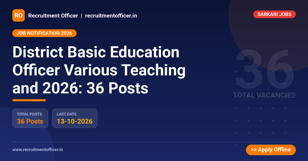 District Basic Education Officer Various Teaching and 2026: 36 Posts 1 District Basic Education Officer Various Teaching and 2026: 36 Posts - NRAI nrai.in