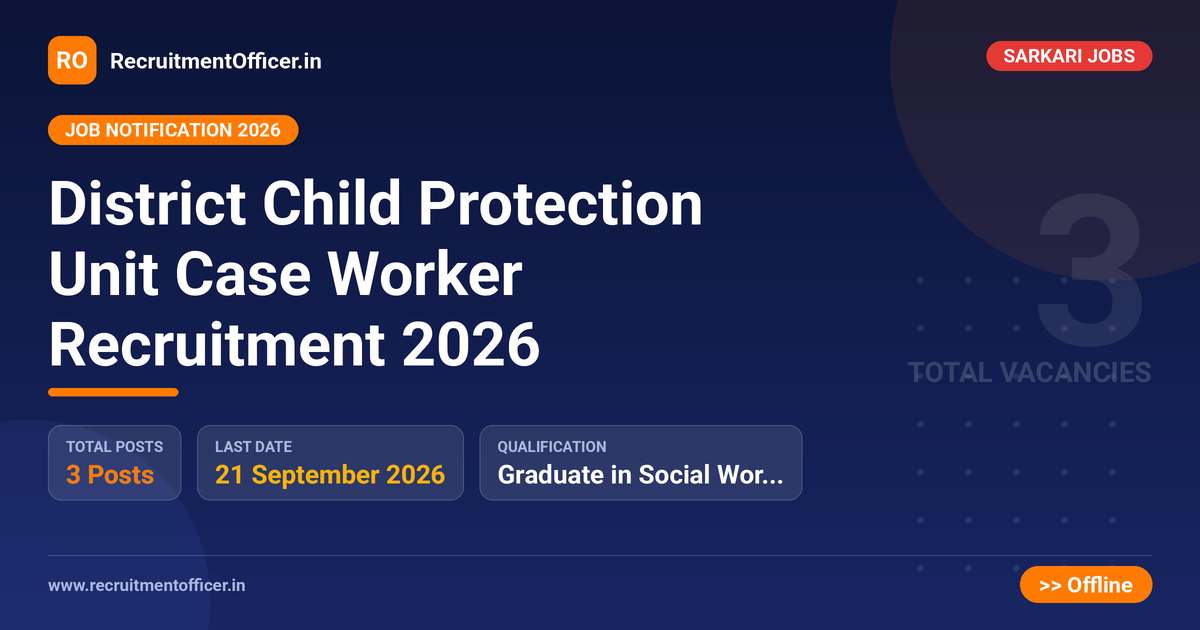 District Child Protection Unit Case Worker Recruitment 2026 - RecruitmentOfficer.in