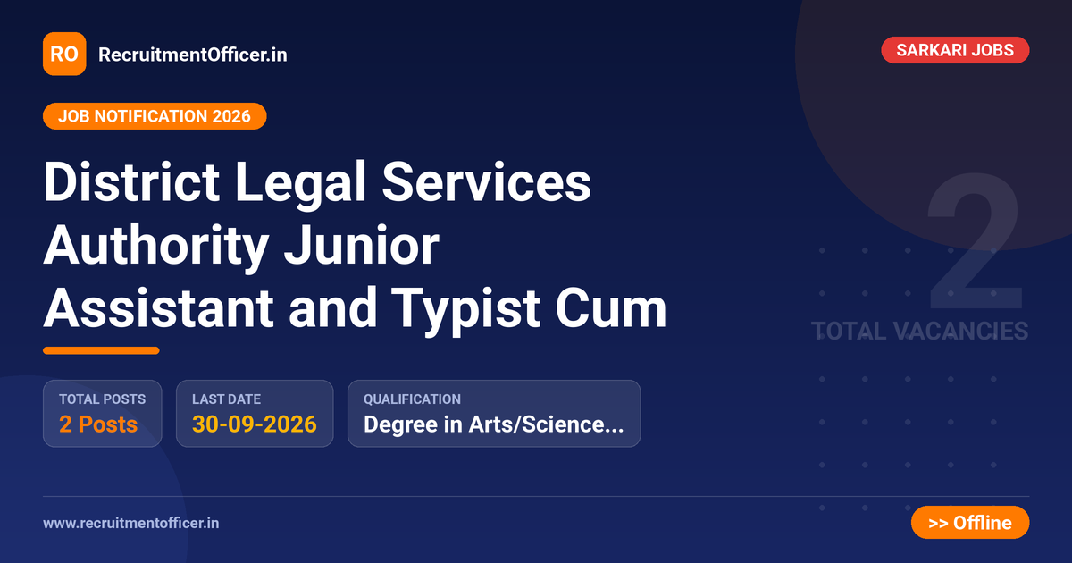District Legal Services Authority Junior Assistant and Typist Cum 1 District Legal Services Authority Junior Assistant and Typist Cum - RecruitmentOfficer.in