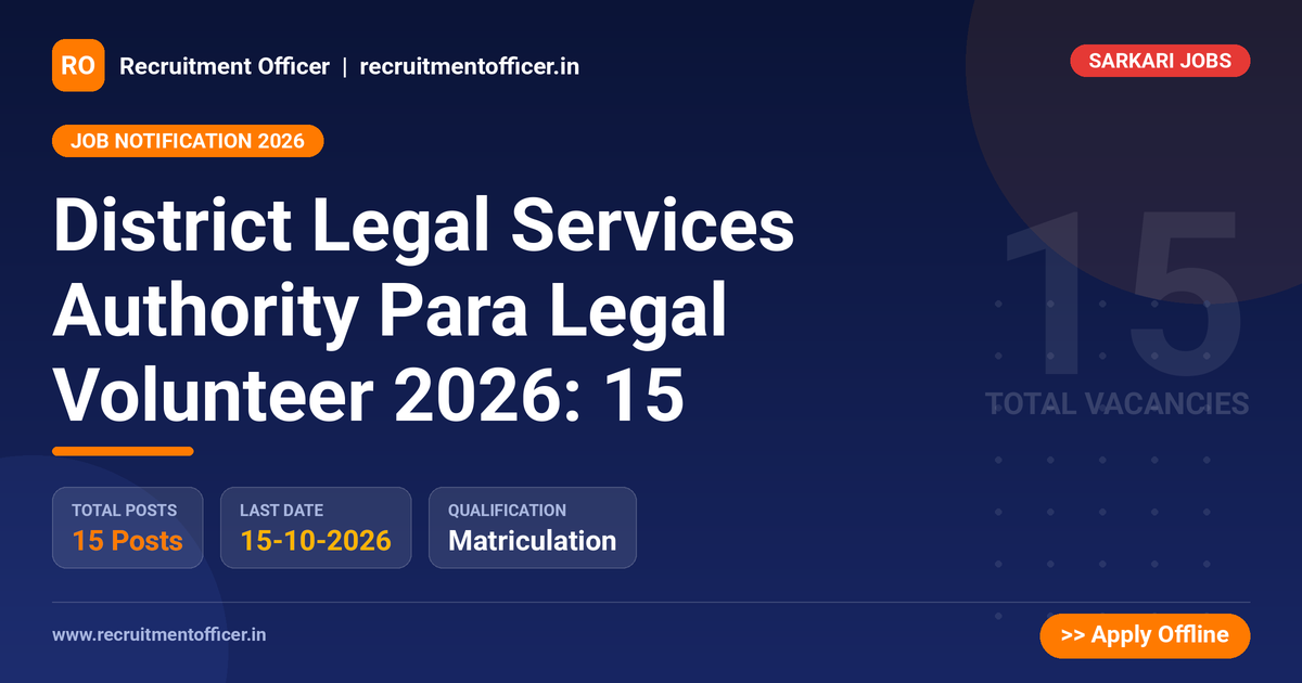 District Legal Services Authority Para Legal Volunteer 2026: 15 1 District Legal Services Authority Para Legal Volunteer 2026: 15 - NRAI nrai.in