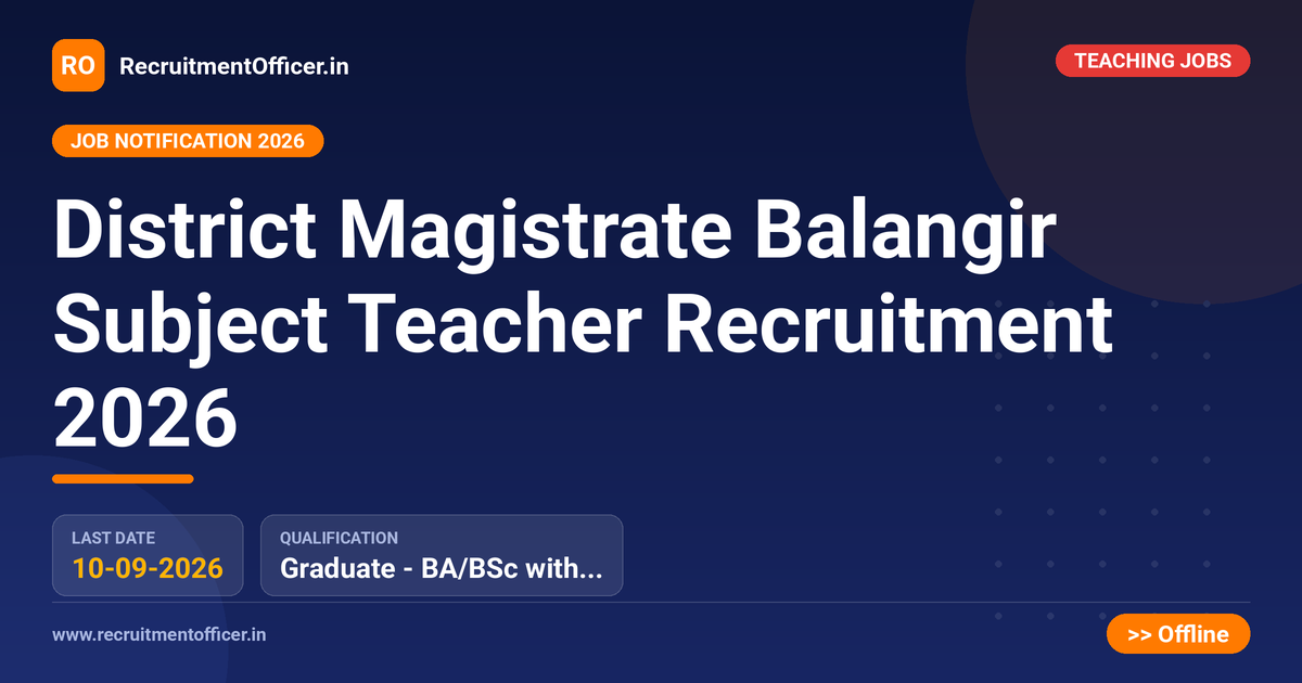 District Magistrate Balangir Subject Teacher Recruitment 2026 1 District Magistrate Balangir Subject Teacher Recruitment 2026 - RecruitmentOfficer.in