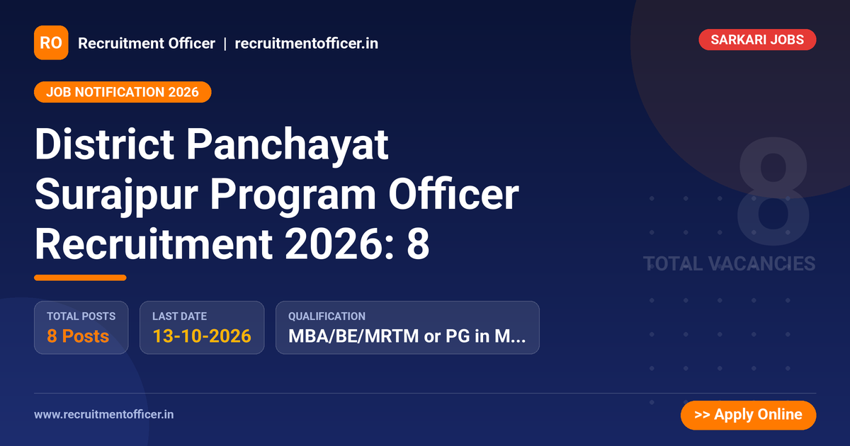 District Panchayat Surajpur Program Officer Recruitment 2026: 8 1 District Panchayat Surajpur Program Officer Recruitment 2026: 8 - NRAI nrai.in