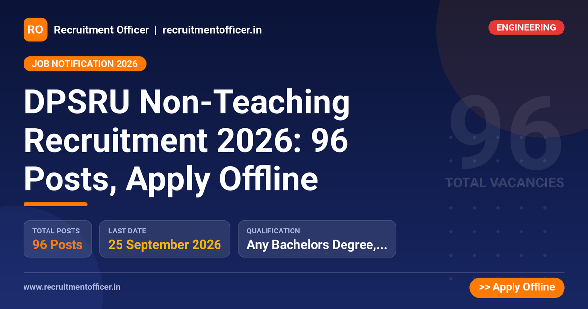 DPSRU Non-Teaching Recruitment 2026: 96 Posts, Apply Offline - NRAI nrai.in