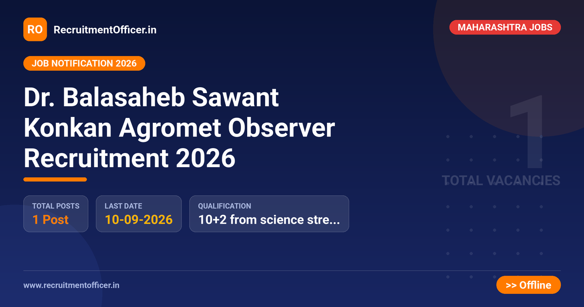 Dr. Balasaheb Sawant Konkan Agromet Observer Recruitment 2026 1 Dr. Balasaheb Sawant Konkan Agromet Observer Recruitment 2026 - RecruitmentOfficer.in