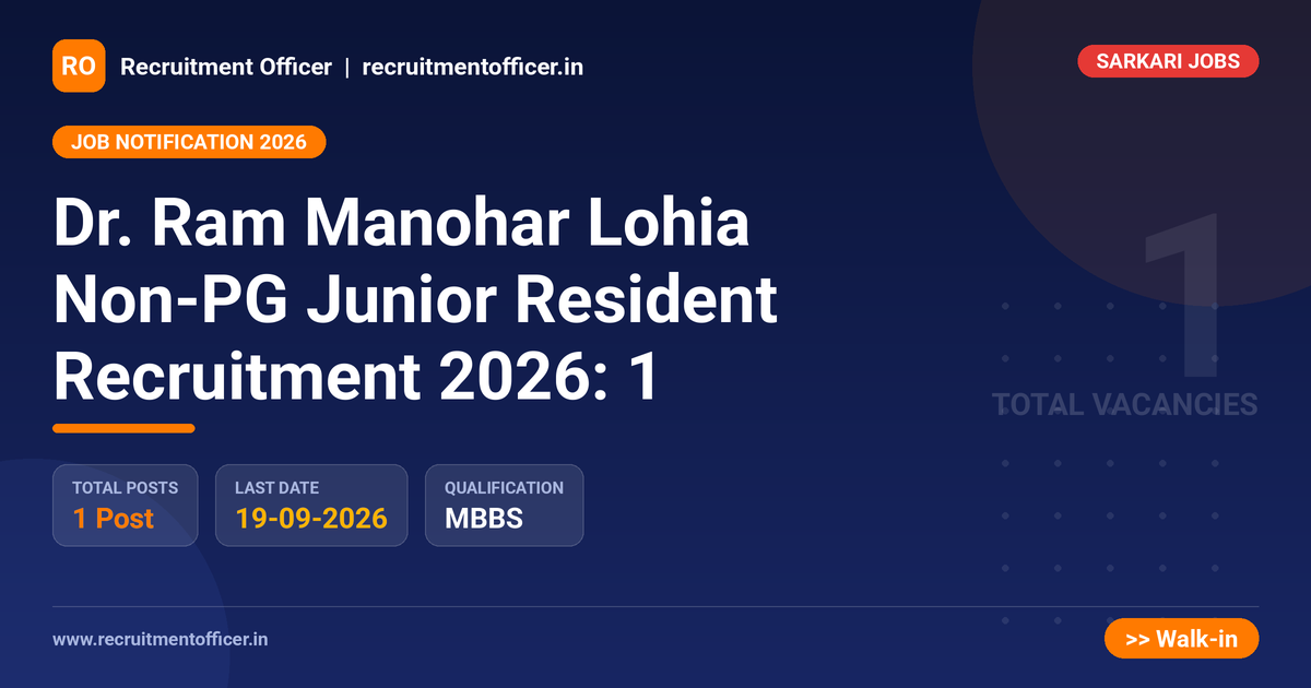 Dr. Ram Manohar Lohia Non-PG Junior Resident Recruitment 2026: 1 1 Dr. Ram Manohar Lohia Non-PG Junior Resident Recruitment 2026: 1 - NRAI nrai.in