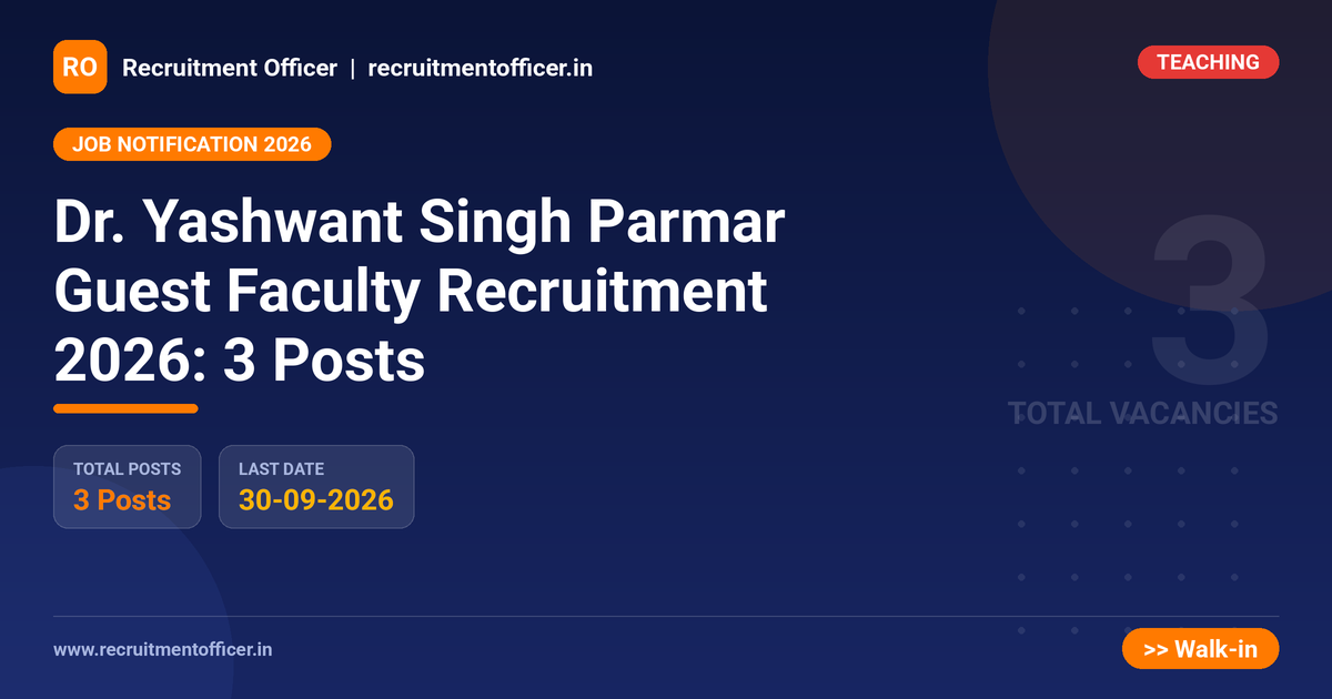 Dr. Yashwant Singh Parmar Guest Faculty Recruitment 2026: 3 Posts - NRAI nrai.in