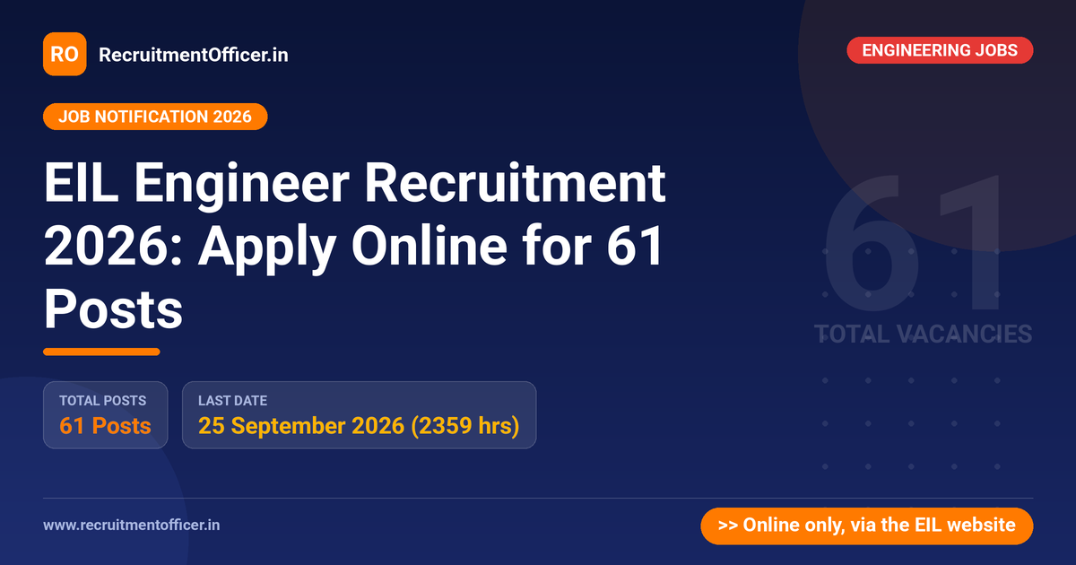 EIL Engineer Recruitment 2026: Apply Online for 61 Posts 1 EIL Engineer Recruitment 2026: Apply Online for 61 Posts - RecruitmentOfficer.in