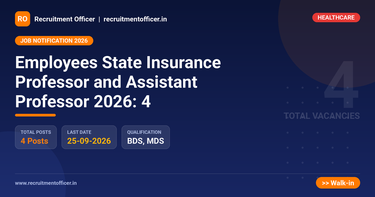 Employees State Insurance Professor and Assistant Professor 2026: 4 1 Employees State Insurance Professor and Assistant Professor 2026: 4 - NRAI nrai.in