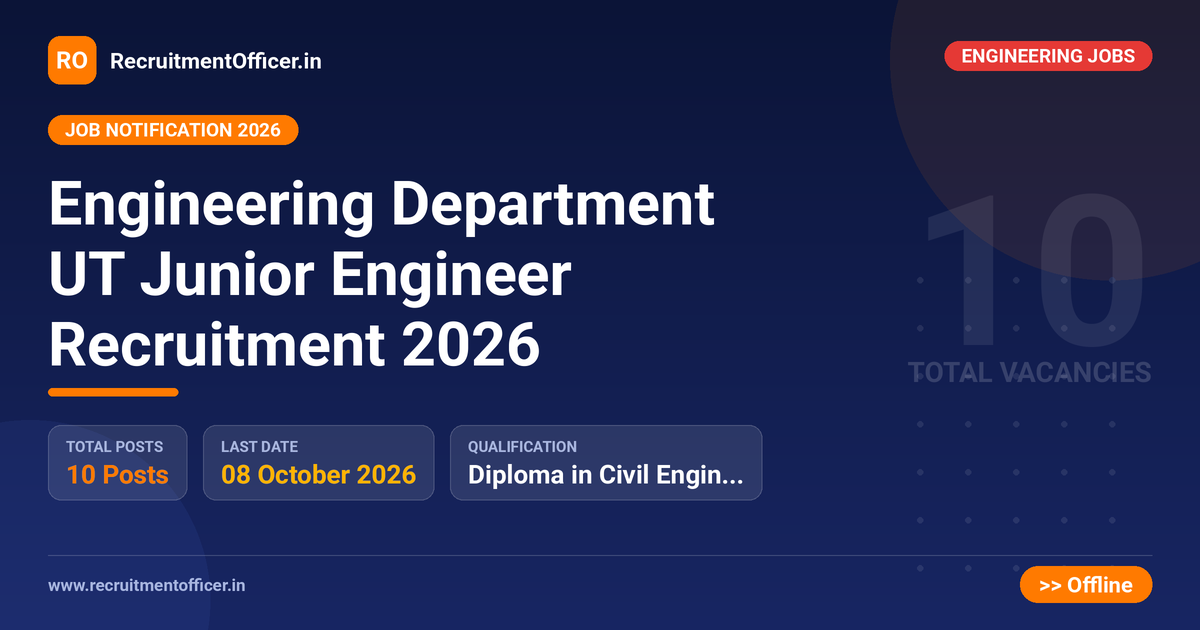 Engineering Department UT Junior Engineer Recruitment 2026 - RecruitmentOfficer.in