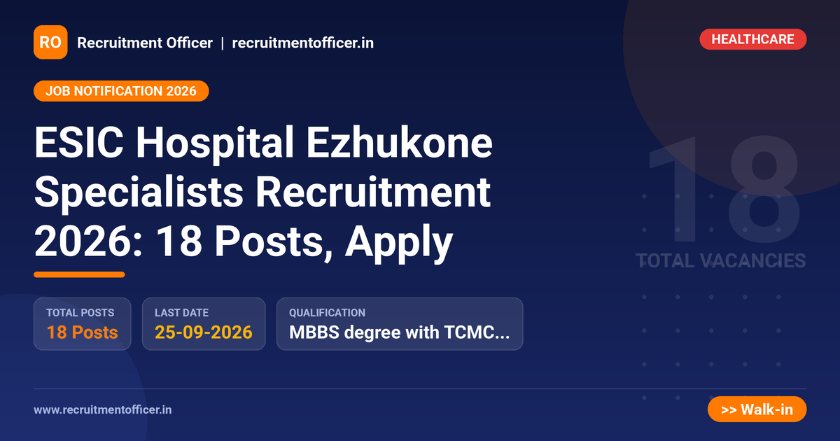 ESIC Hospital Ezhukone Specialists Recruitment 2026: 18 Posts, Apply 1 ESIC Hospital Ezhukone Specialists Recruitment 2026: 18 Posts, Apply - NRAI nrai.in