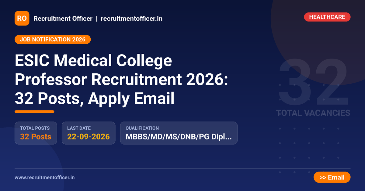 ESIC Medical College Professor Recruitment 2026: 32 Posts, Apply Email 1 ESIC Medical College Professor Recruitment 2026: 32 Posts, Apply Email - NRAI nrai.in