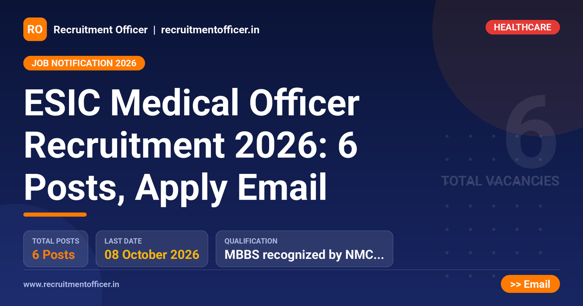 ESIC Medical Officer Recruitment 2026: 6 Posts, Apply Email 1 ESIC Medical Officer Recruitment 2026: 6 Posts, Apply Email - NRAI nrai.in