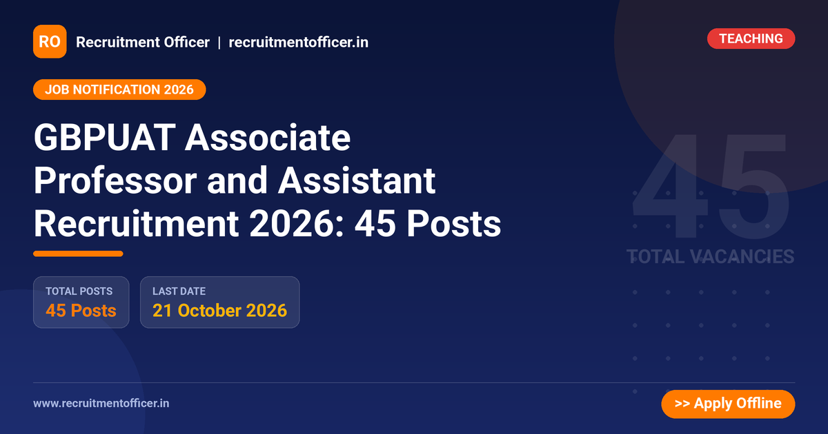 GBPUAT Associate Professor and Assistant Recruitment 2026: 45 Posts 1 GBPUAT Associate Professor and Assistant Recruitment 2026: 45 Posts - NRAI nrai.in