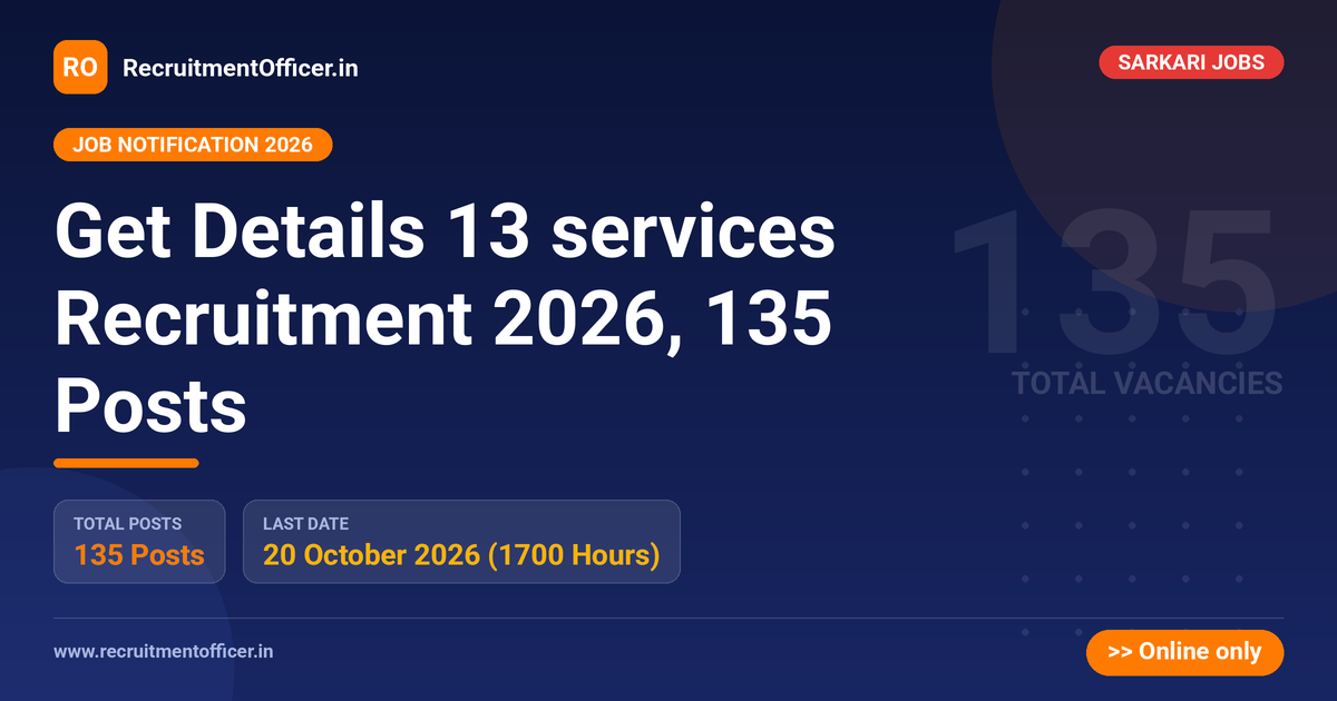 Get Details 13 services Recruitment 2026, 135 Posts - RecruitmentOfficer.in